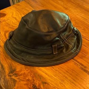Coach leather bucket hat.